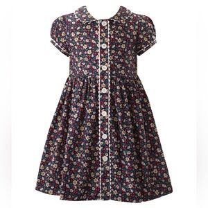 Rachel Riley "Poppy" Multicolor Floral Button Front Kids Dress